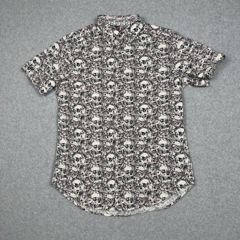 Robert Graham Shirt Mens S Skull Floral Hummingbird Classic Fit Button Up Goth